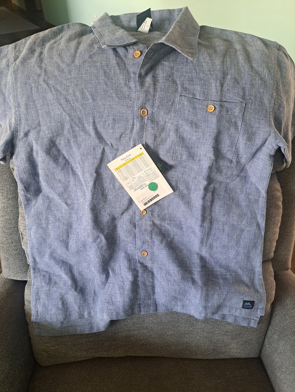 Kids PShort-Sleeve Button-Down Linen Blend Shirt - Blue